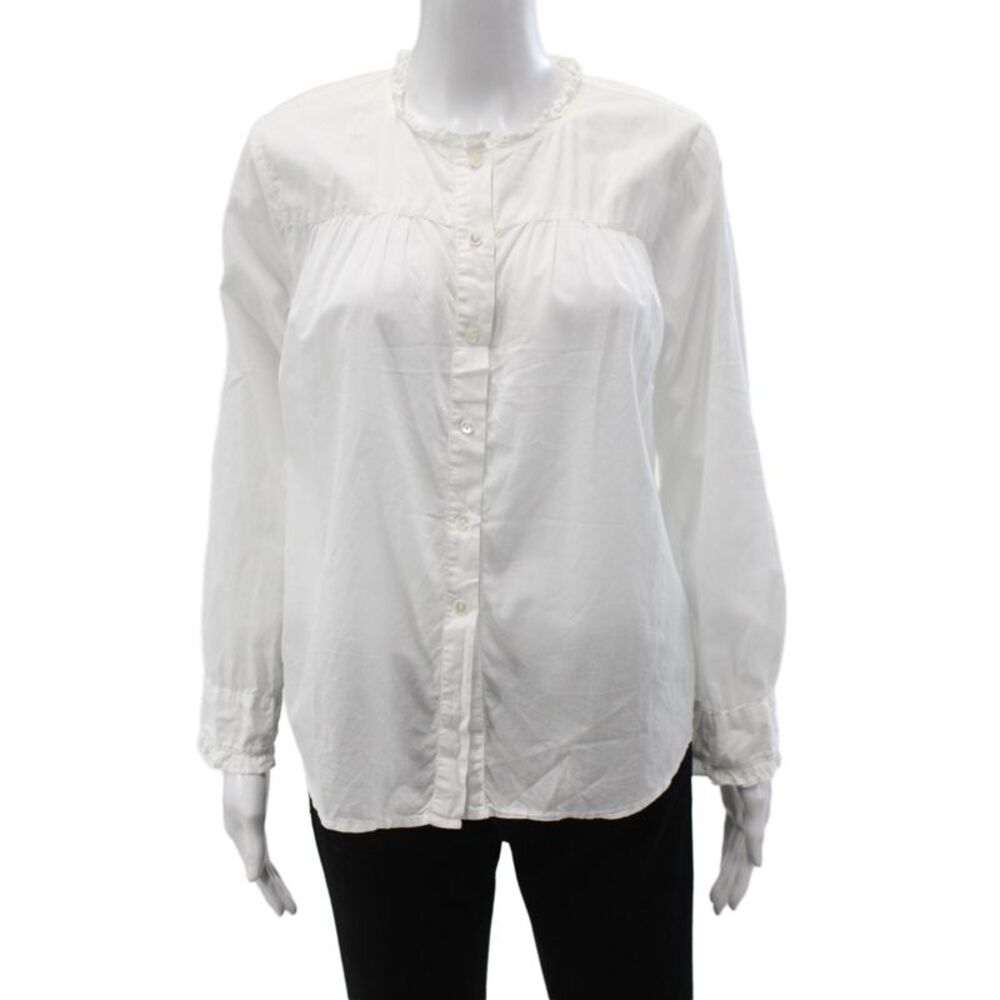 Velvet by Graham & Spencer Womens White Cotton Long Sleeve Blouse Size S